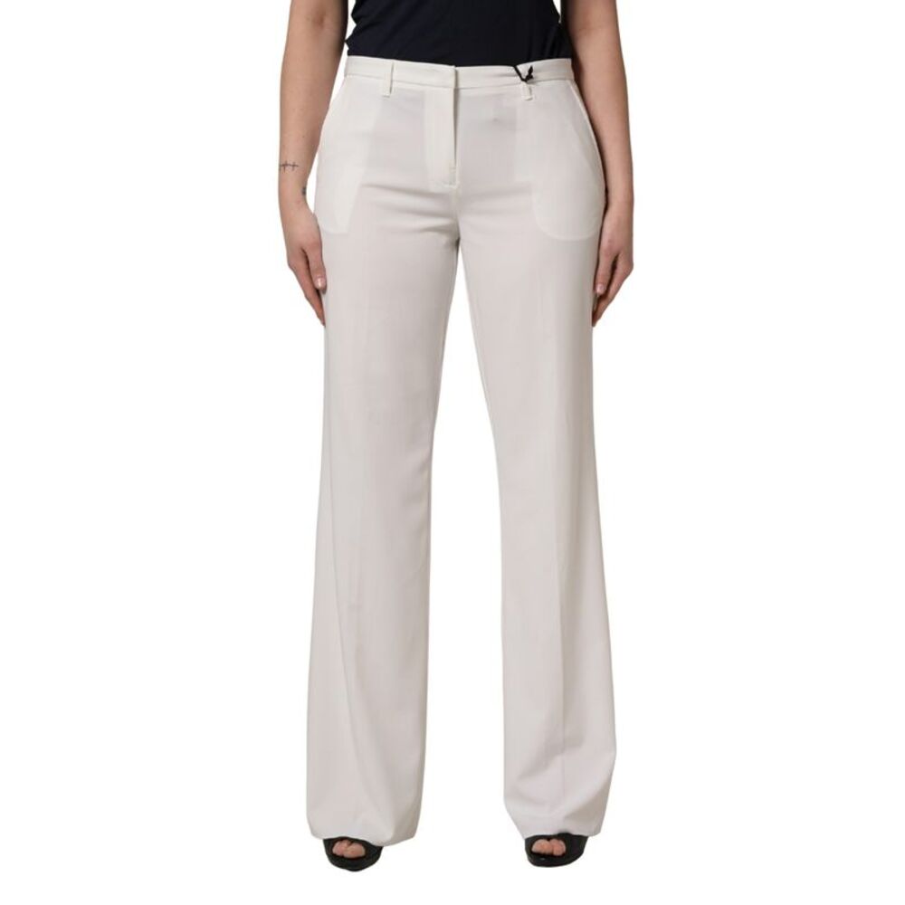 Twinset White Mid Waisted Wide Leg Chino Women Trouser Women's Pants